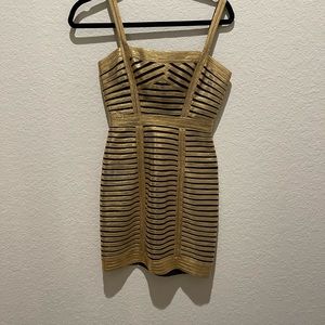 BCBG black and gold formal dress